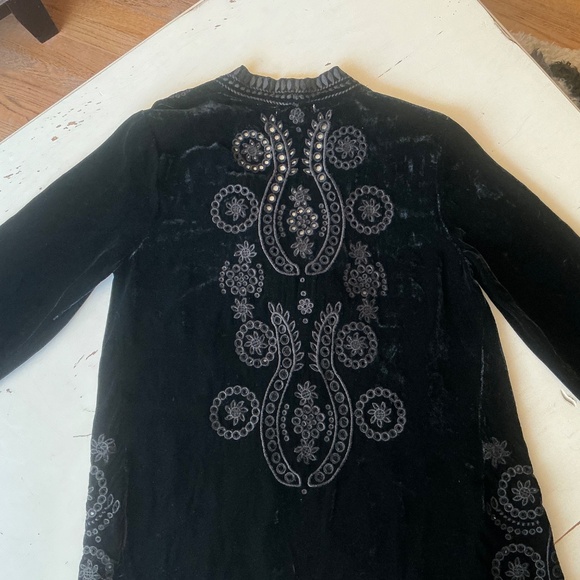 Johnny Was Black Velvet embroidered draped jacket Kimono Small - Picture 10 of 14